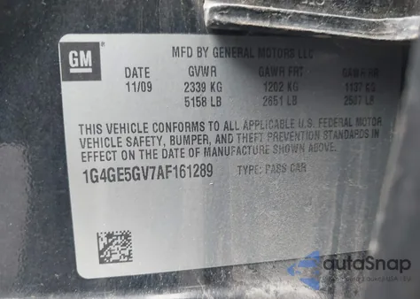2010 Buick Lacrosse Cxs from USA, damaged, VIN 1G4GE5GV7AF161289